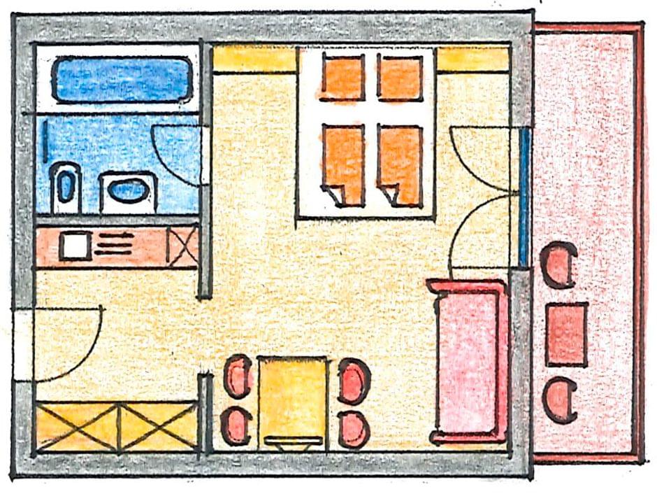 Zimmerskizze - Doppelzimmer Zirbe - See und Balkon