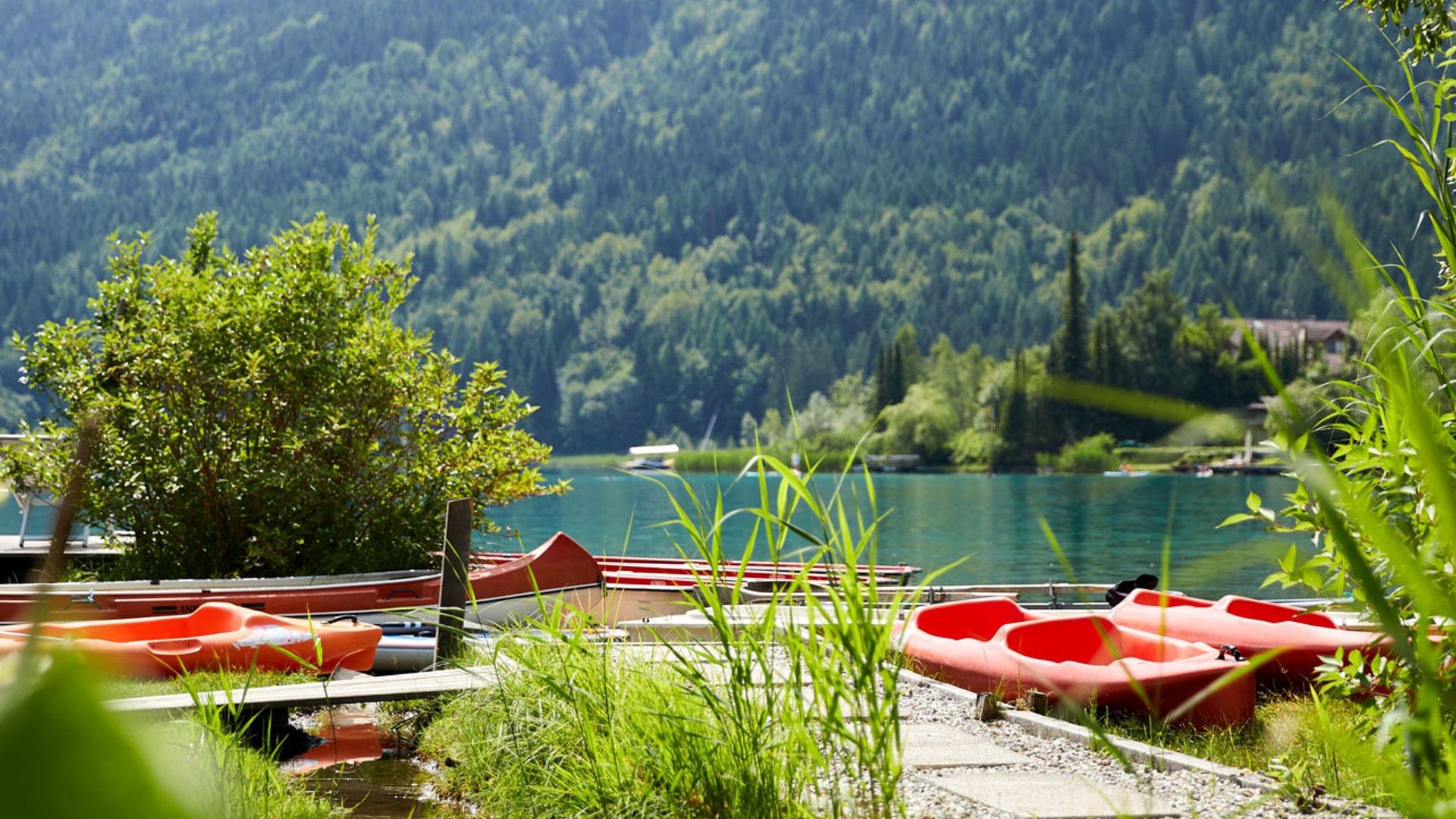 Ausblick auf den See im Familienurlaub am Weissensee