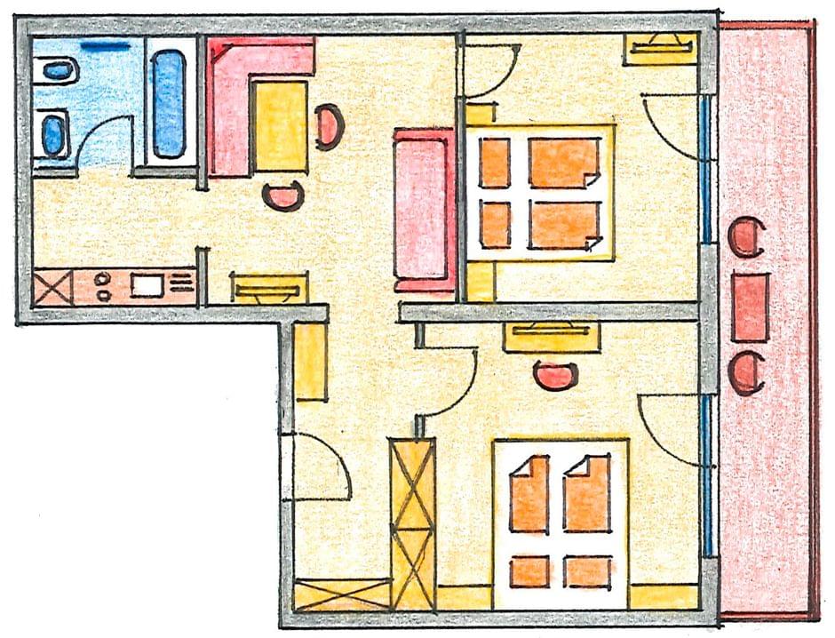 Zimmerskizze - Familiensuite Ursprung