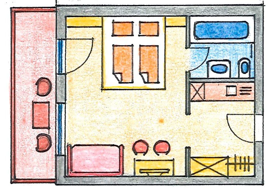 Zimmerskizze - Familiendoppelzimmer Seebrücke - Balkon