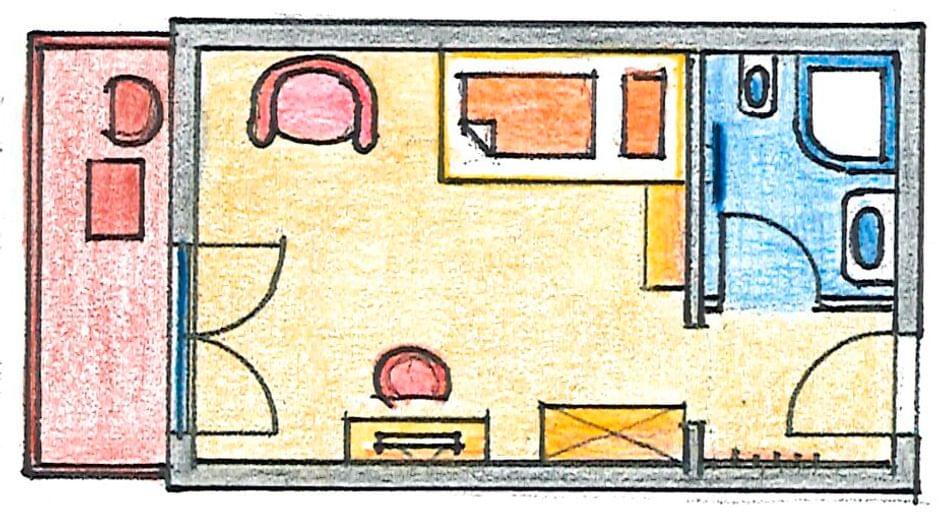 Zimmerskizze - Einzelzimmer-F Zirbe - Garten