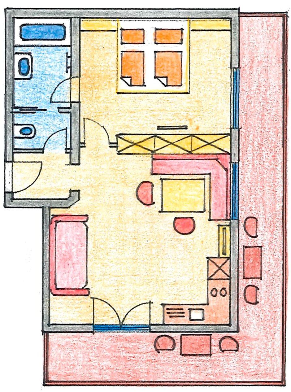 Zimmerskizze - Suite Seegarten - Balkon