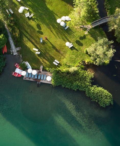 Blick auf den Seegarten am Weissensee